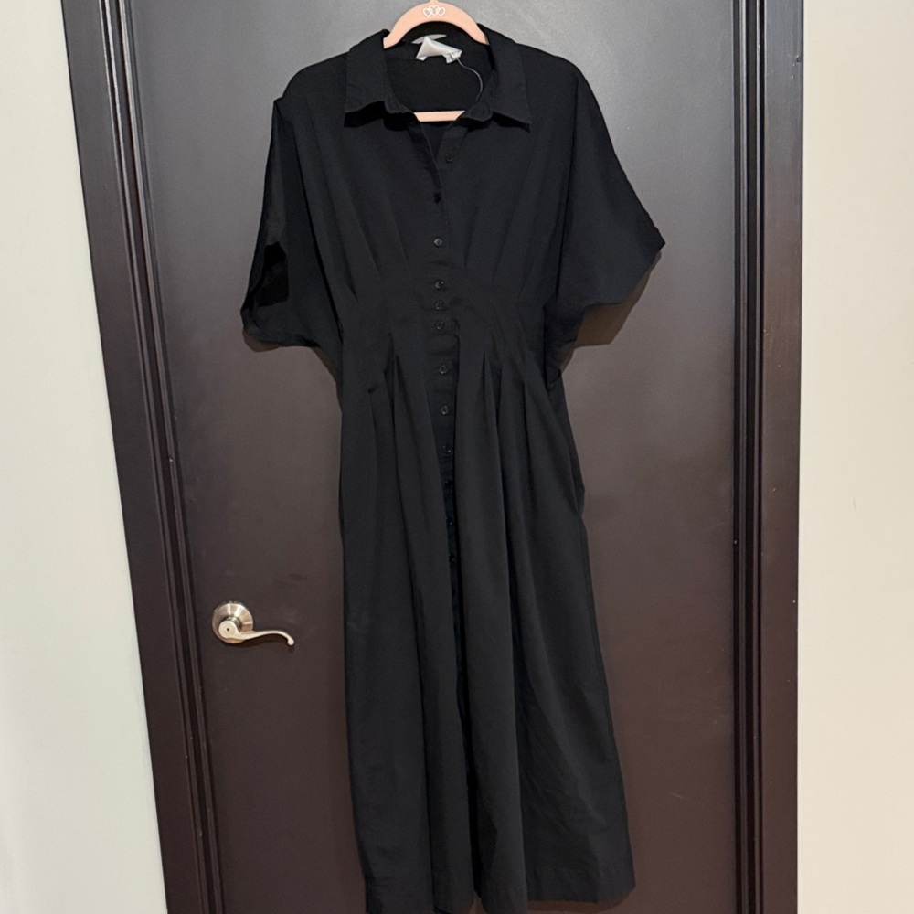 Tobie Black Button-Up Dress by Exquise